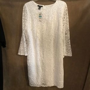 Alfani white lace dress 16P